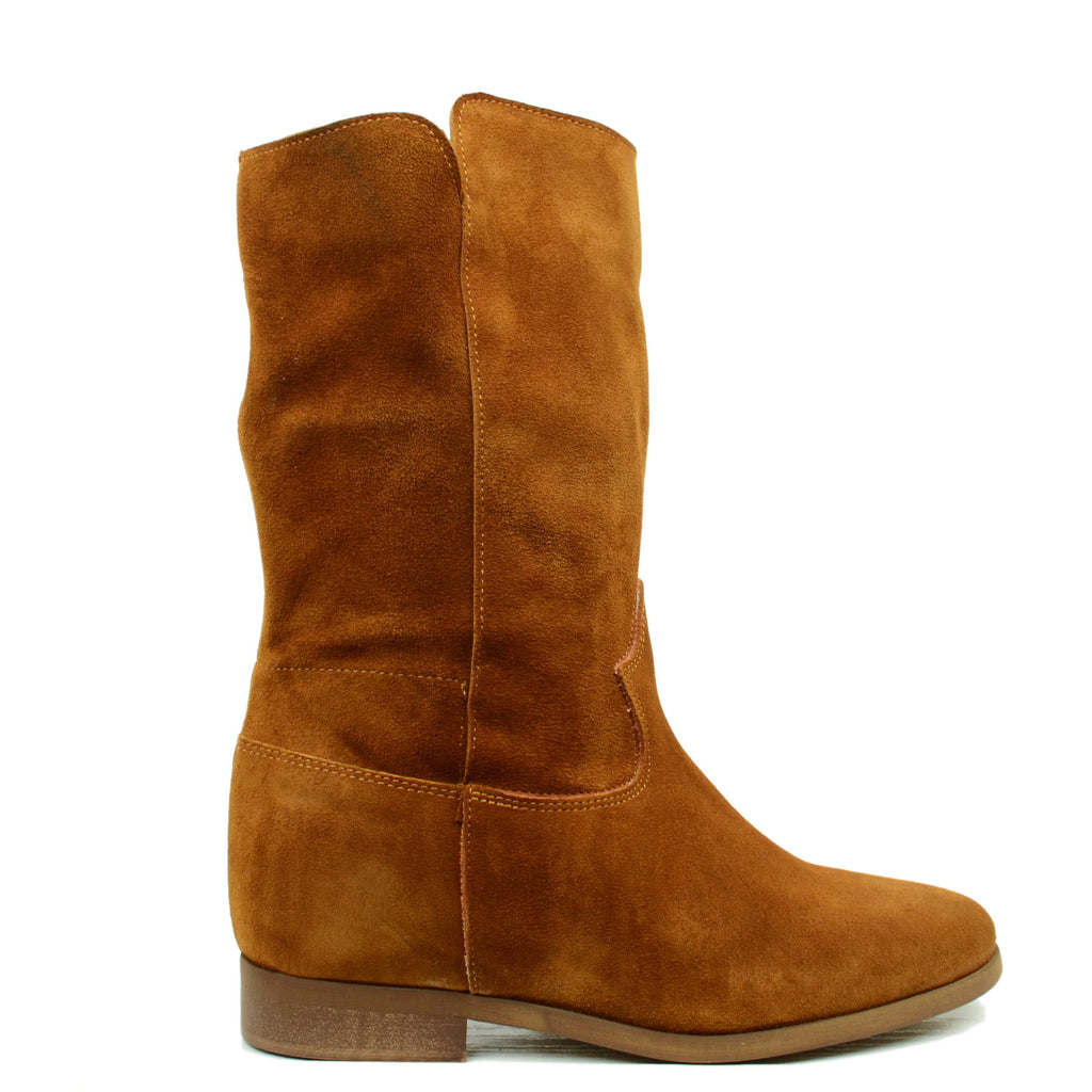Women's Ankle Boots in Suede Leather with Internal Wedge - 2