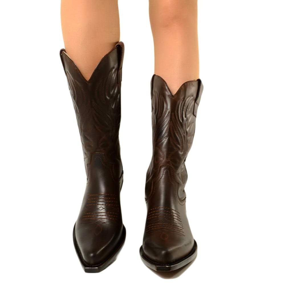 Texans Woman Mink CowBoys Nubuck Leather Vintage Made in Italy - 5