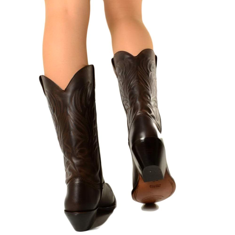 Texans Woman Mink CowBoys Nubuck Leather Vintage Made in Italy - 2