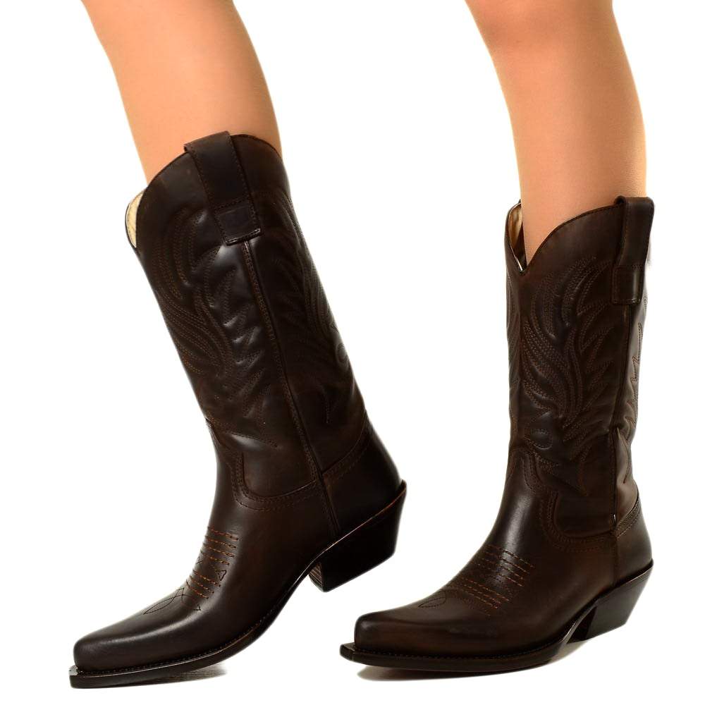 Texans Woman Mink CowBoys Nubuck Leather Vintage Made in Italy - 3