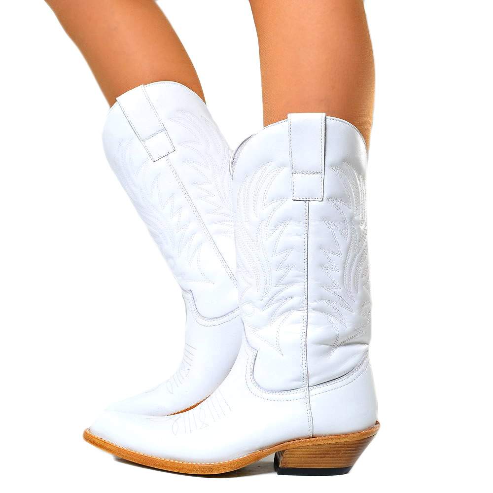 Stivali Texani Donna Bianchi in Pelle Made in Italy