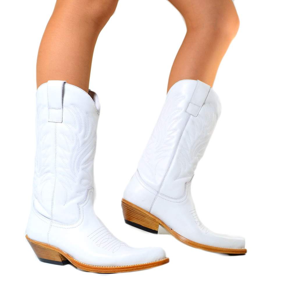 Stivali Texani Donna Bianchi in Pelle Made in Italy - 6