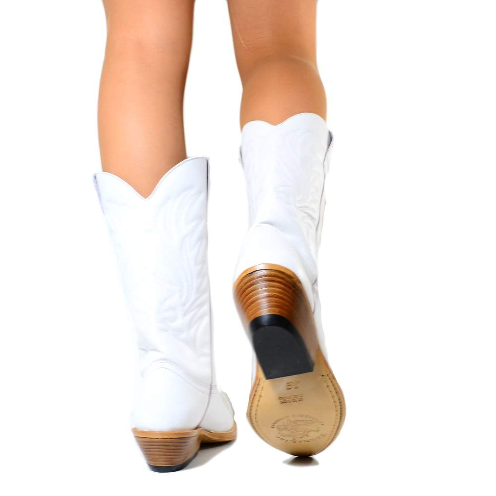 Stivali Texani Donna Bianchi in Pelle Made in Italy - 5