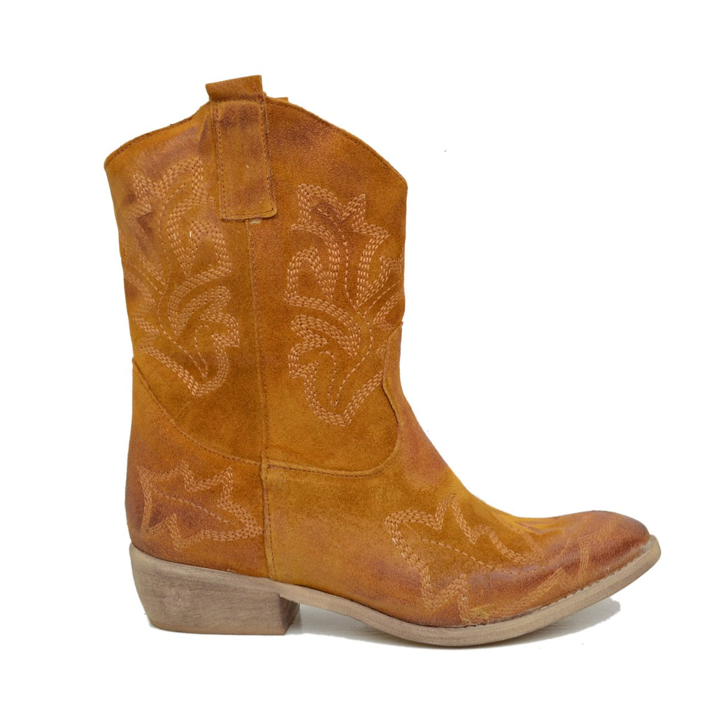 Women's Summer Texan Boots with Leather Stitching Made in Italy - 2