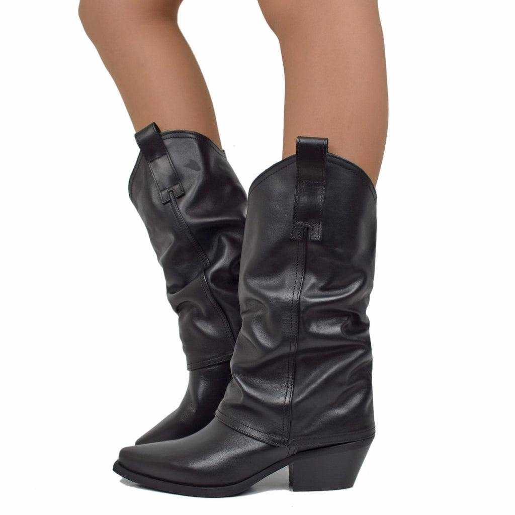 Women's Texan Boots with Black Leather Gaiter Made in Italy