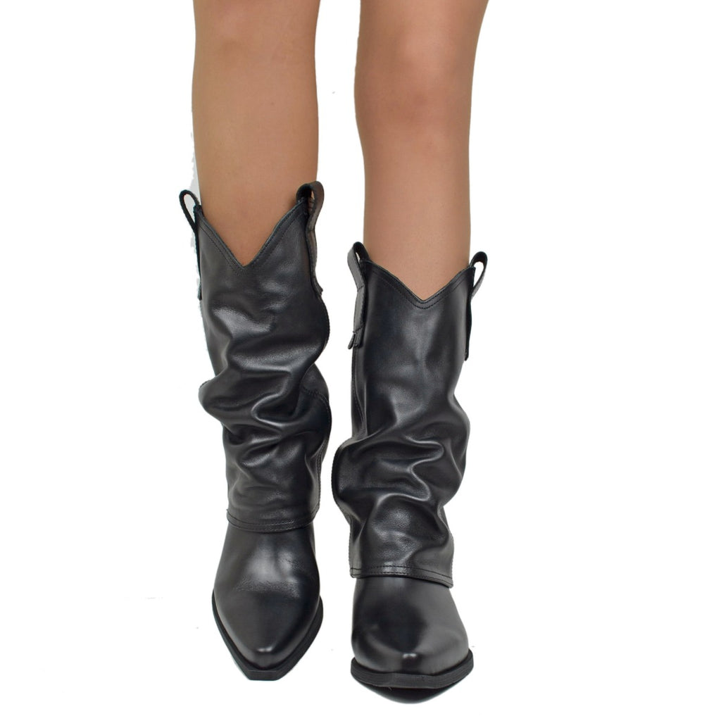 Texanische Damenstiefel mit schwarzer Ledergamasche, hergestellt in Italien - 4