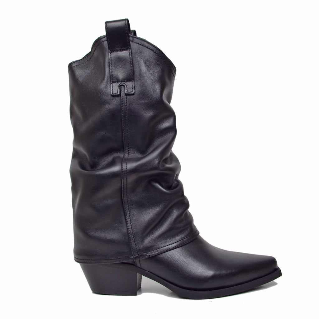 Women's Texan Boots with Black Leather Gaiter Made in Italy - 2