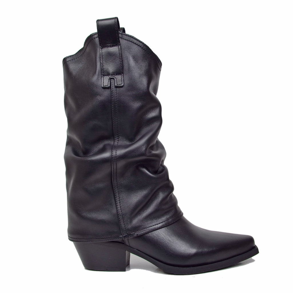 Texanische Damenstiefel mit schwarzer Ledergamasche, hergestellt in Italien - 2