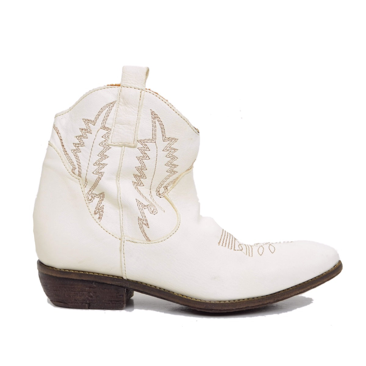 Women s Cream Leather Texan Ankle Boots Made in Italy KikkiLine