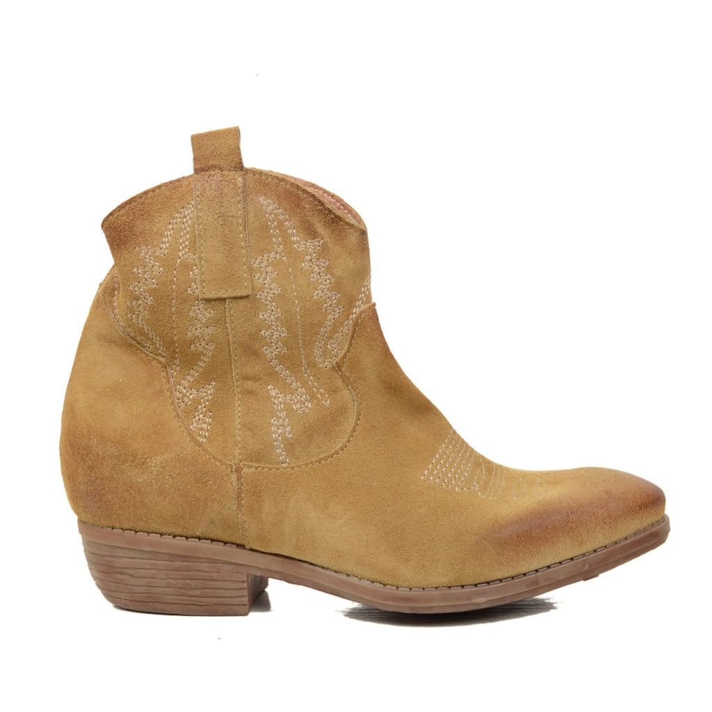 Women's Summer Cowboy Boots in Suede Camel - 2