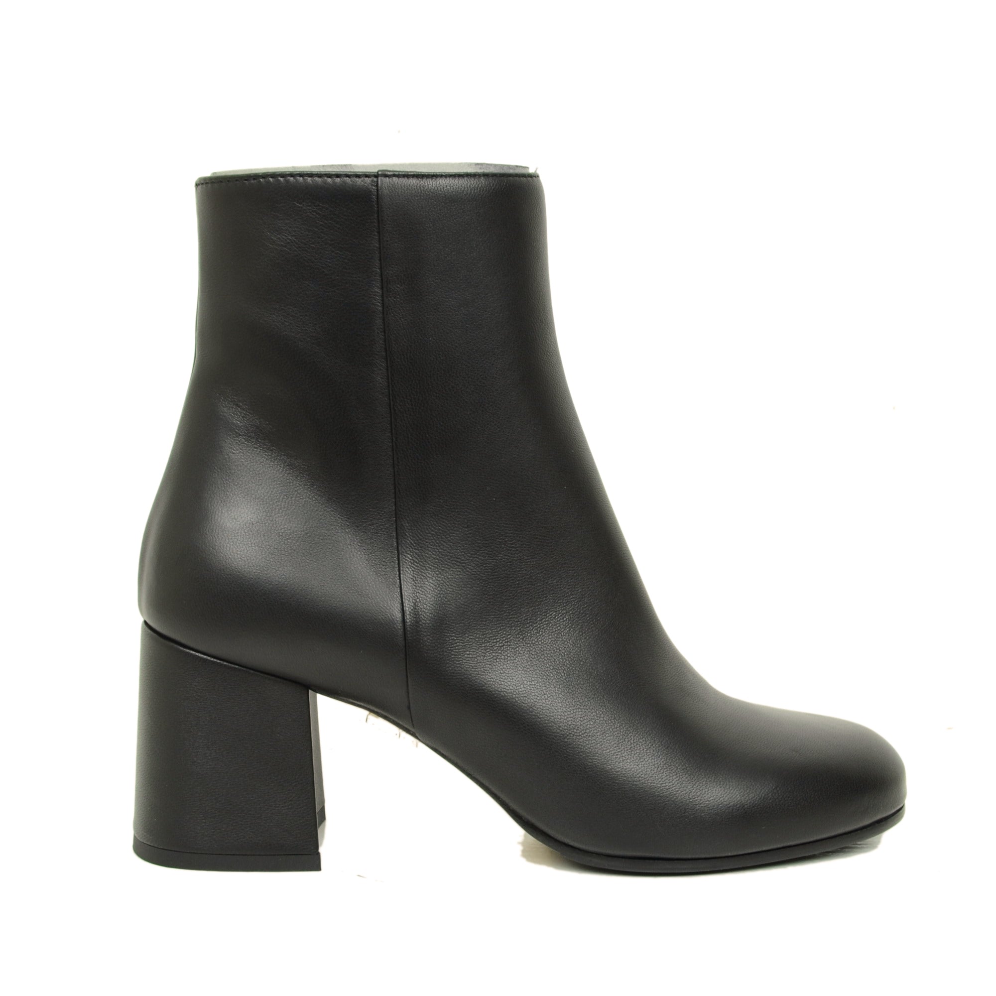 Stivaletti Donna Neri Tacco Medio con Zip Laterali Made in Italy