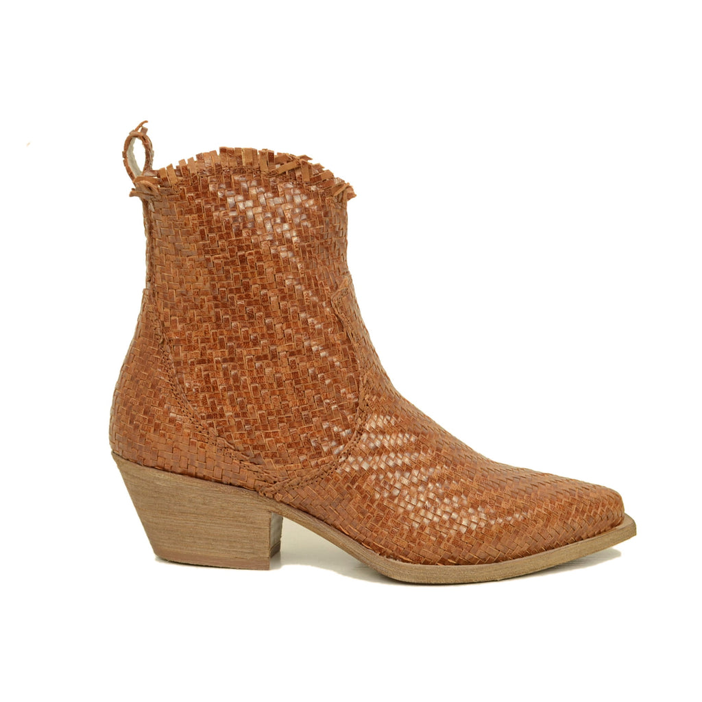 Texan Ankle Boots in Woven Leather Made in Italy - 2