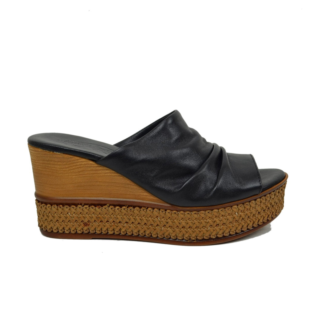 Zeppe Donna Neri in Pelle con Plateau Made in Italy - 2