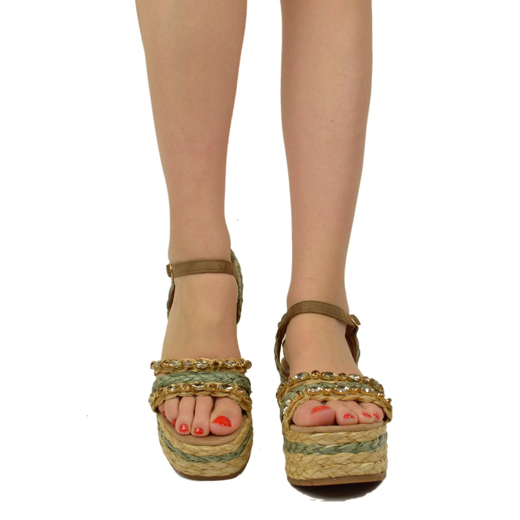 Raffia-Keilabsatz für Damen mit Plateausohle und geflochtenem Seil - 3