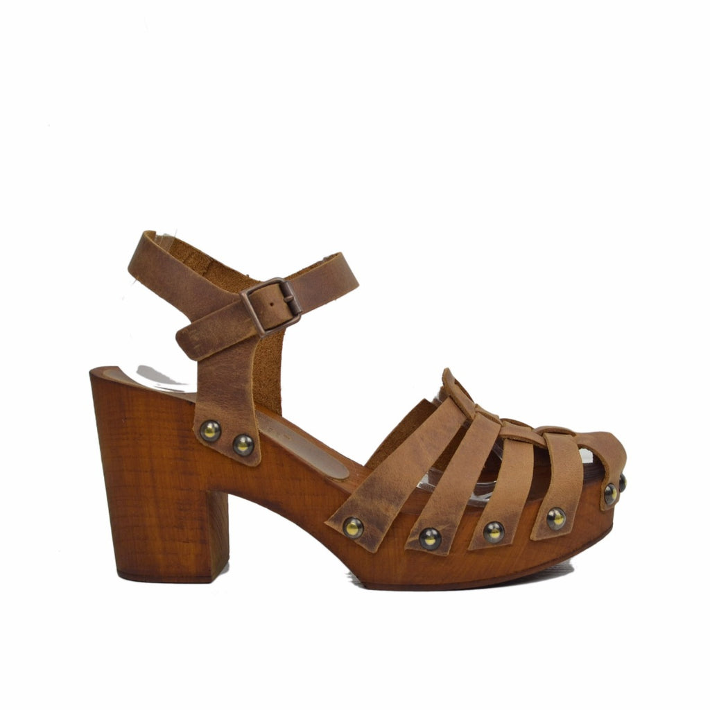 Vintage Camel Greased Leather Ragnetto Sandals Made in Italy - 2