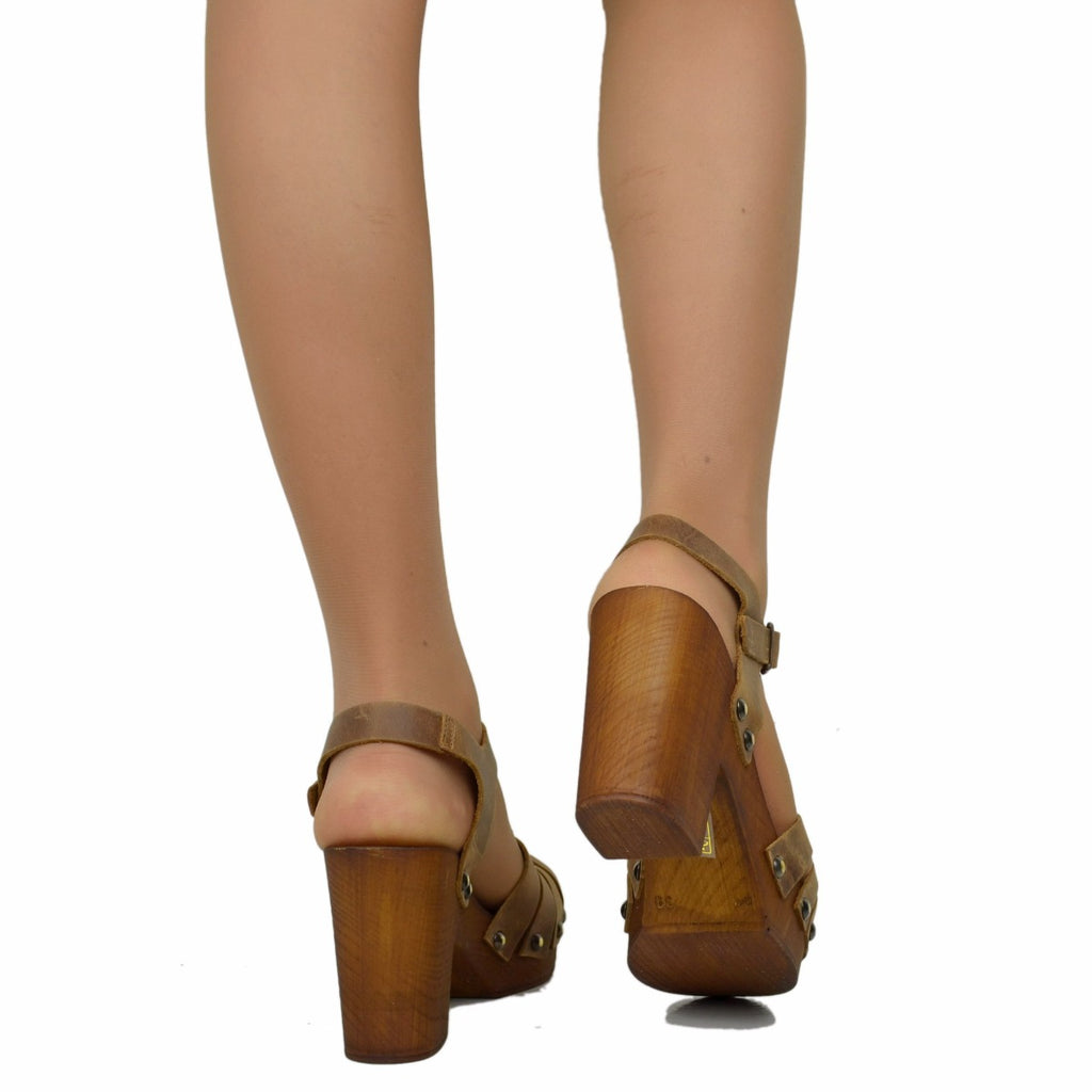 Vintage Camel Greased Leather Ragnetto Sandals Made in Italy - 5